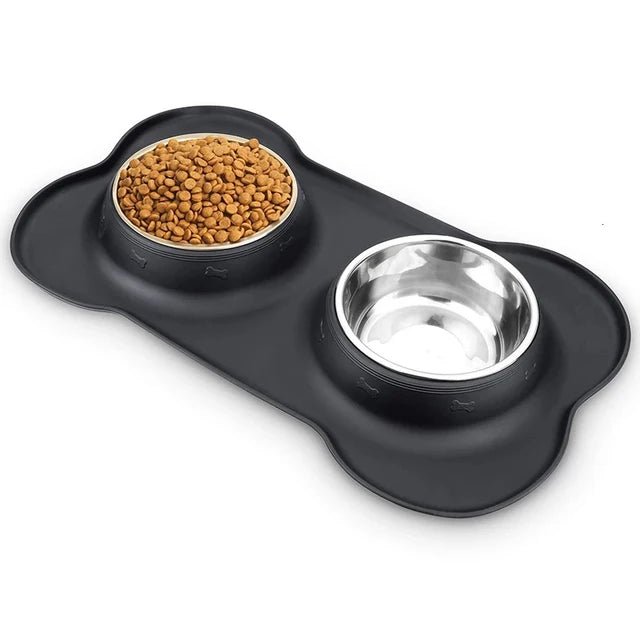 Antislip Double Dog Bowl with Mat for Pets | Tenini Strive Pet