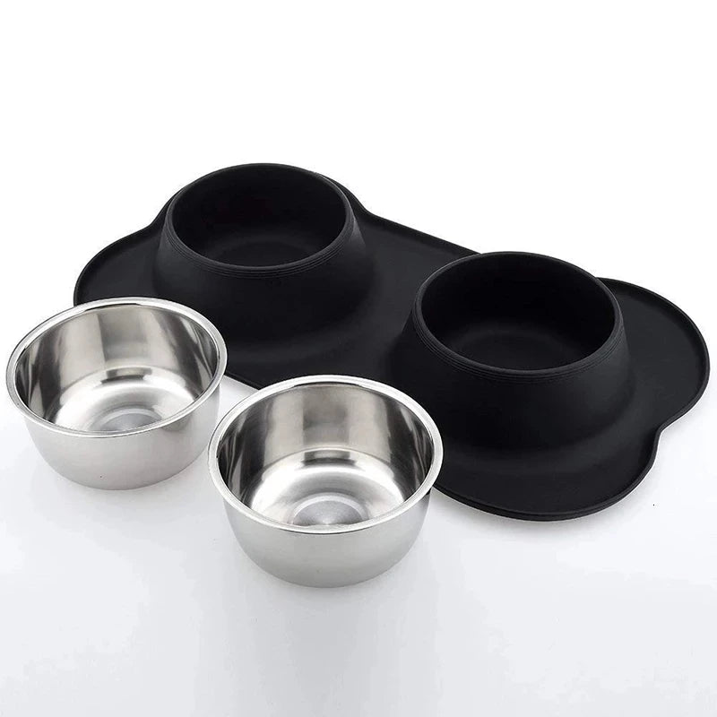 Antislip Double Dog Bowl with Mat for Pets | Tenini Strive Pet