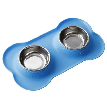 Antislip Double Dog Bowl with Mat for Pets | Tenini Strive Pet