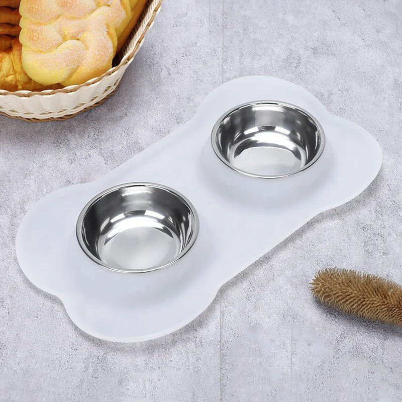 Antislip Double Dog Bowl with Mat for Pets | Tenini Strive Pet