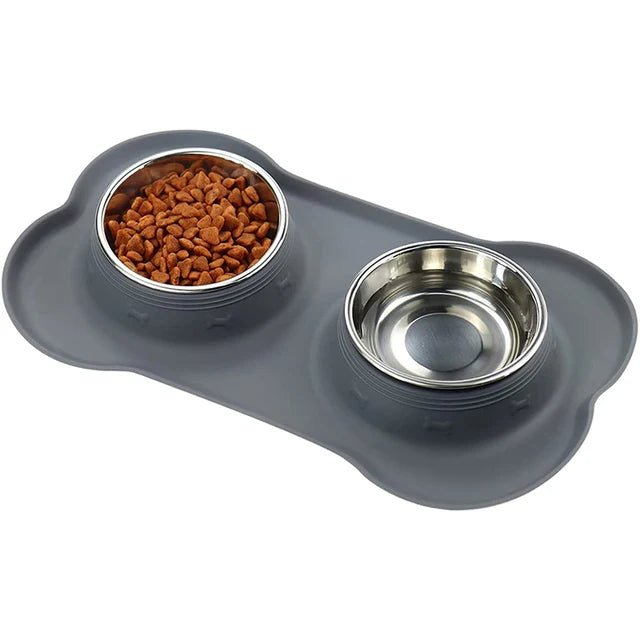 Antislip Double Dog Bowl with Mat for Pets | Tenini Strive Pet