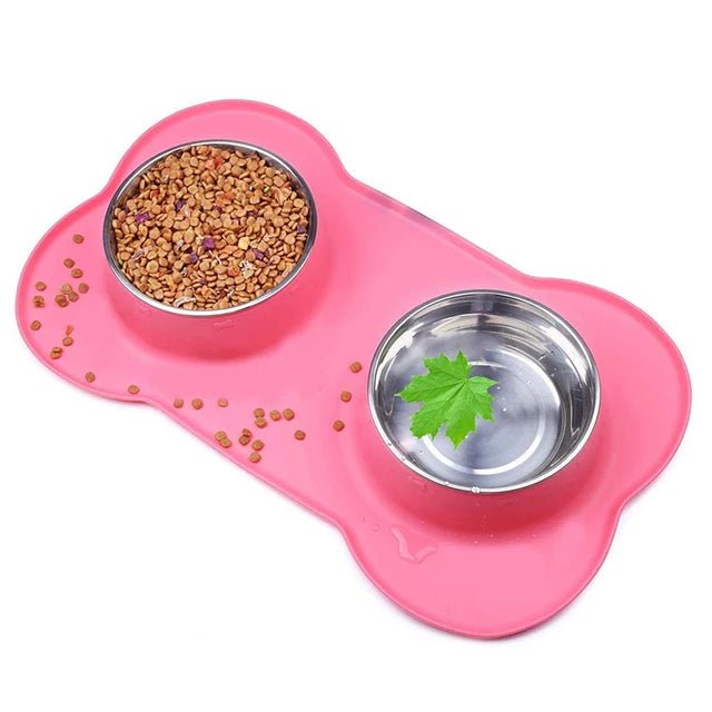 Antislip Double Dog Bowl with Mat for Pets | Tenini Strive Pet