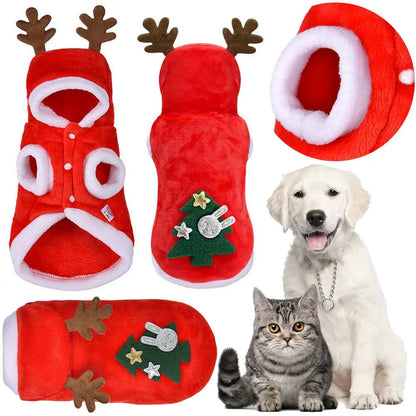 Christmas Pet Elk Cold Weather Coats for Small Dogs | Tenini Strive Pet